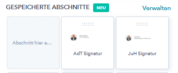 Product Update E-Mail Gespeicherte Abschnitte