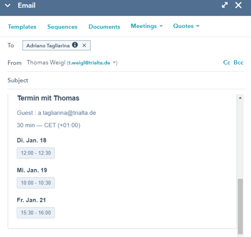 Terminvereinbarung Email