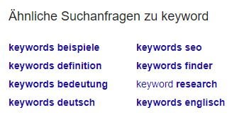 Ähnliche Suchanfragen Keyword