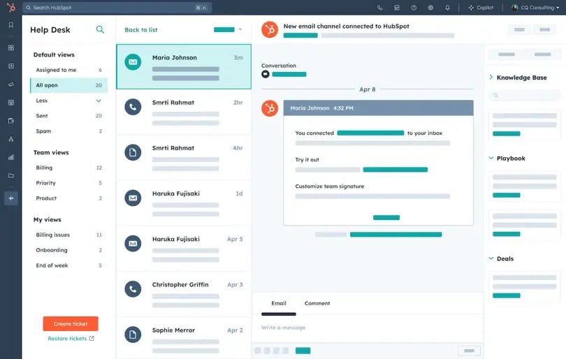 HubSpot Help Desk Workspace
