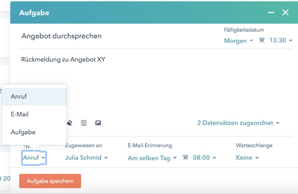 Aufgaben planen in HubSpot