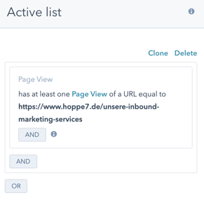 Liste HubSpot Page View