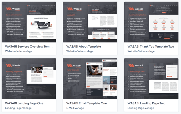 Wasabi Templates von Struto, HubSpot