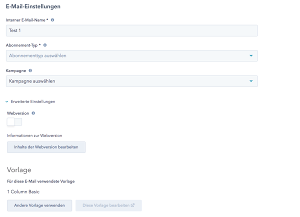 E-Mail Tool HubSpot Einstellungen