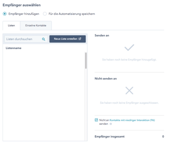 E-Mail Tool HubSpot Empfänger-1