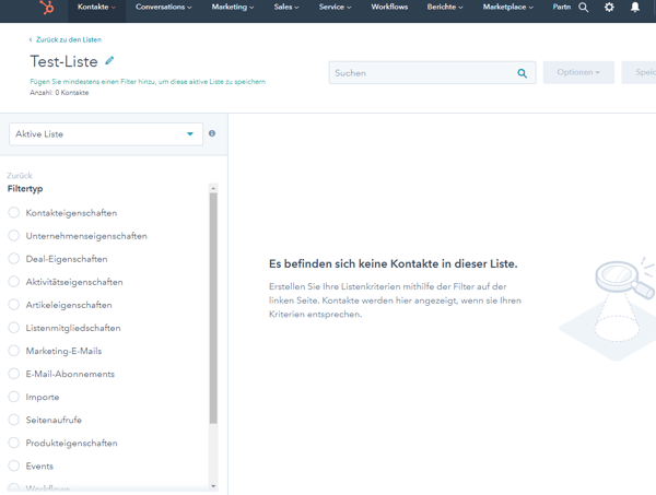 Filtertypen im HubSpot CRM