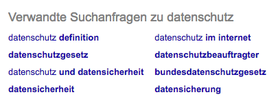 Screenshot: Verwandte Suchanfragen