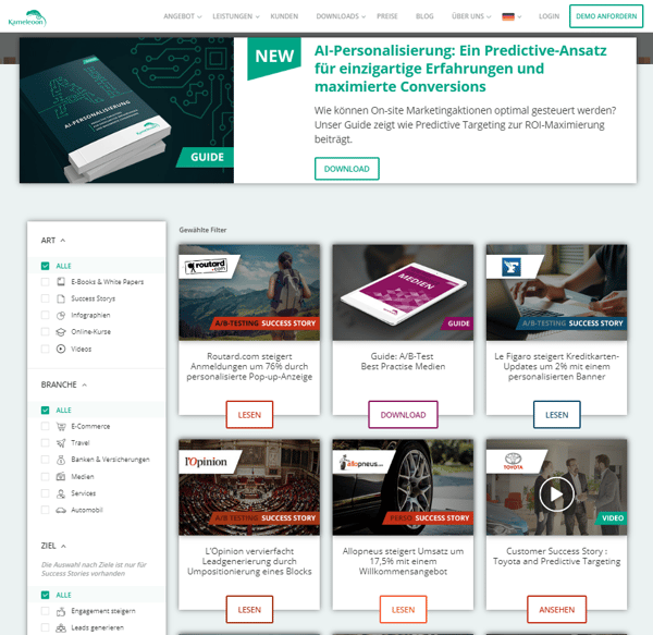 Kameleoon SaaS Inbound Beispiel