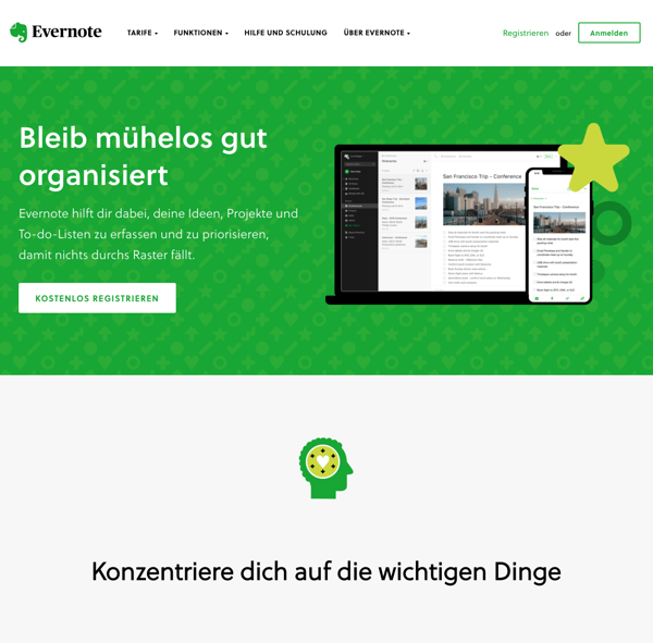 Leadgenerierung Evernote Beispiel