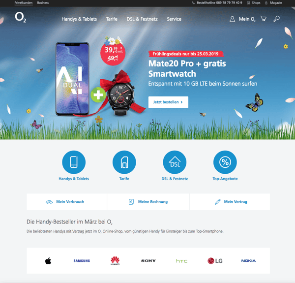 Leadgenerierung O2 Beispiel
