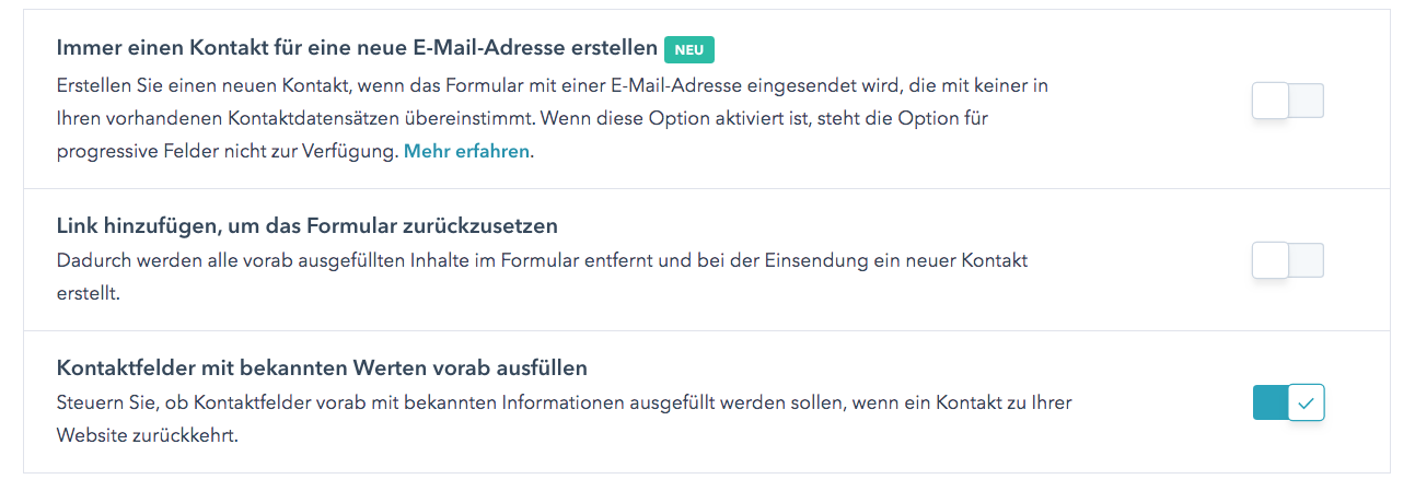Neue Option beim Erstellen von Kontakt-Formularen mit HubSpot HubSpot