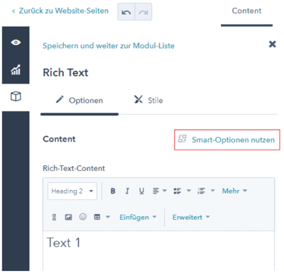 Smart Content hinzufügen