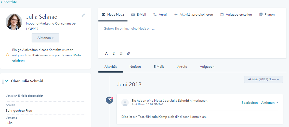 Features der HubSpot CRM