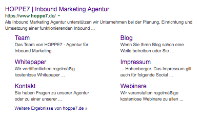 Suchergebnis mit mehreren Links