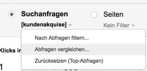 Search Console Suchanalyse: Abfragen vergleichen