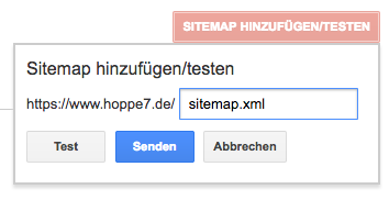 Search Console: Sitemap testen / einreichen