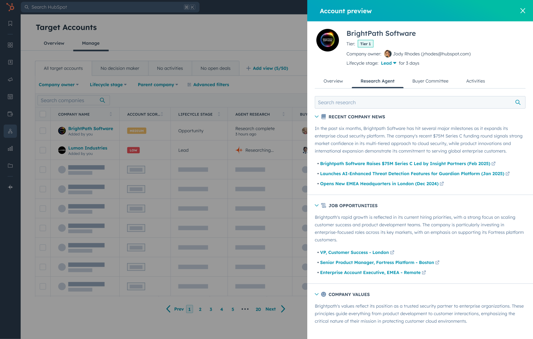 HubSpot Prospecting Agent