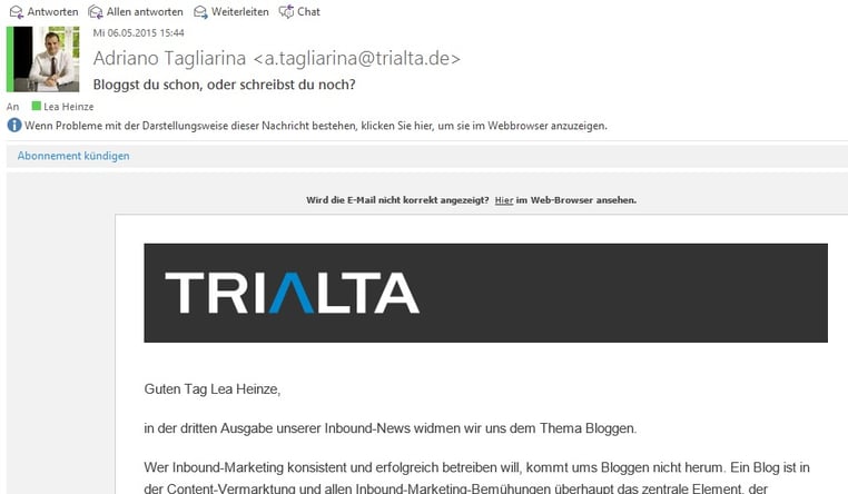 Betreff im Newsletter