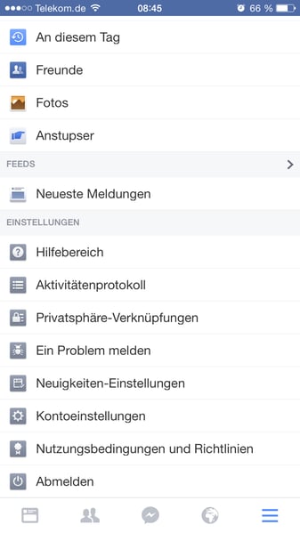 Facebook Einstellungen Update